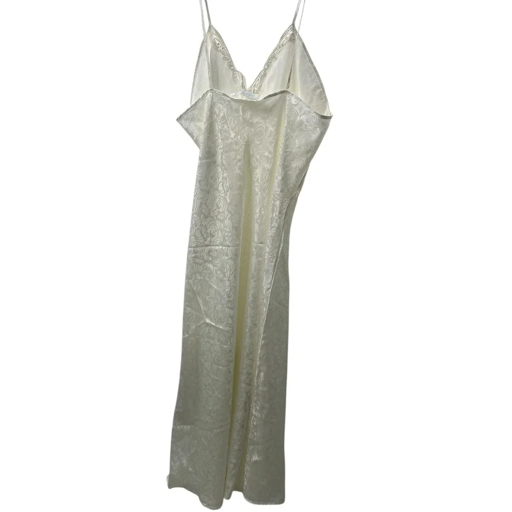 Maiden form Nightgown Damask Lace  Penior Size Large Ivory Vintage